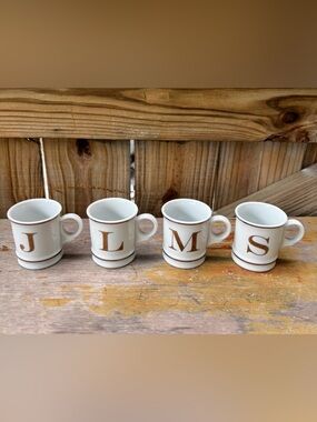 Williams Sonoma Gold Initial Espresso Coffee Demitasse Monogram Cup Size 3oz